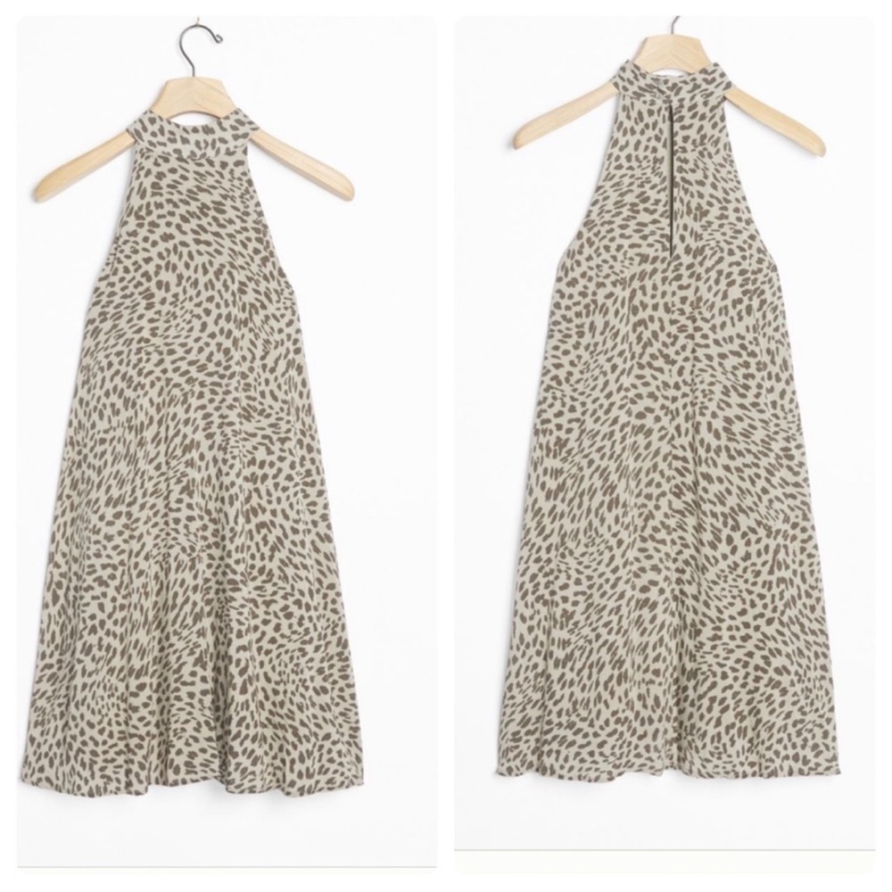 Anthropologie Cloth&Stone Cheetah Halter Mini Dress size Small